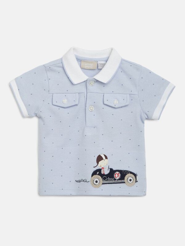 Blue Printed Polo T-Shirt image number null